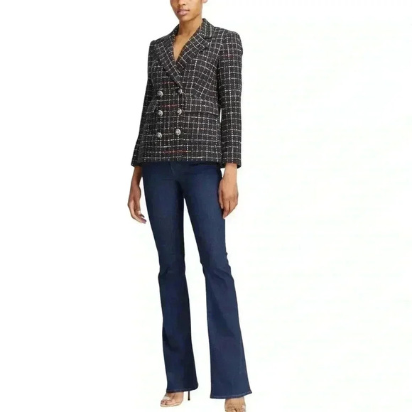 Veronica Beard Rumer Dickey Blazer Jacket 10 Tweed Double Breasted Navy Check - Picture 4 of 16